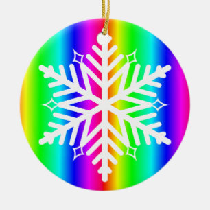 Adorno De Cerámica Navidades LGBTQ con copas de nieve arcoiris