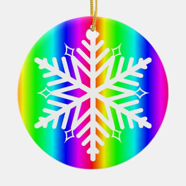 Adorno De Cerámica Navidades LGBTQ con copas de nieve arcoiris (Frente)