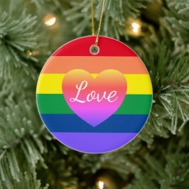 Adorno De Cerámica Navidades LGBTQ de la bandera arcoiris del orgullo