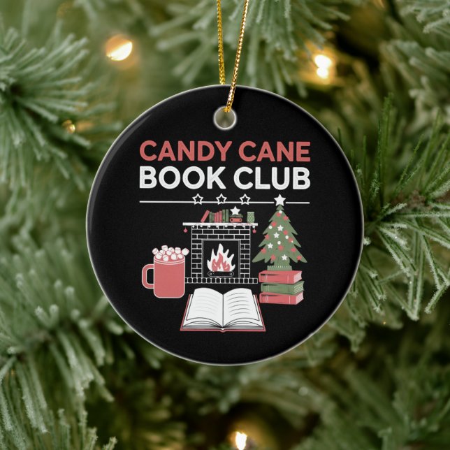 Adorno De Cerámica Navidades libreros Candy Cane Book Club Bookish (Árbol)