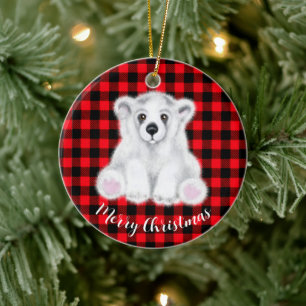 Adorno De Cerámica Navidades lindo oso polar cachorro, cachorro de os