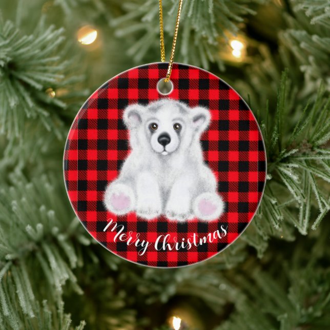 Adorno De Cerámica Navidades lindo oso polar cachorro, cachorro de os (Árbol)