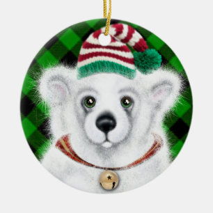 Adorno De Cerámica Navidades lindo oso polar cachorro, cachorro de os