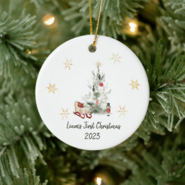 Adorno De Cerámica Navidades lindos botánicos de la acuarela de nutcr
