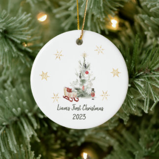 Adorno De Cerámica Navidades lindos botánicos de la acuarela de nutcr