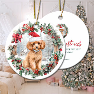 Adorno De Cerámica Navidades lindos cachorro de perro de perro de car