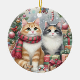 Adorno De Cerámica Navidades lindos gatos