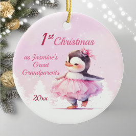 Adorno De Cerámica Navidades lindos Pingüino Grandes Abuelos Rosa