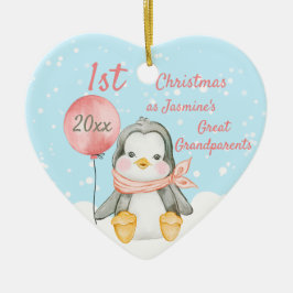 Adorno De Cerámica Navidades lindos Pingüino Grandes Abuelos Rosa