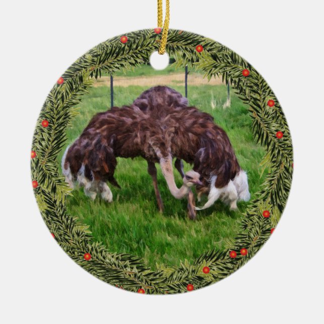Adorno De Cerámica Navidades listos para el avestruz (Frente)