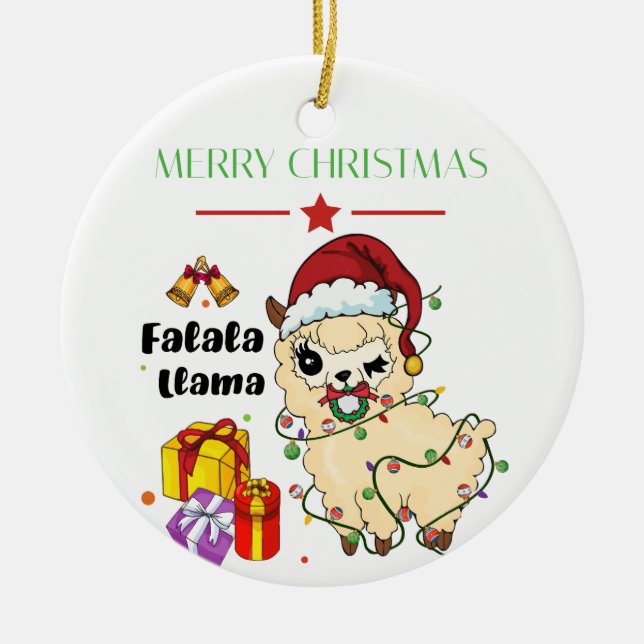 Adorno De Cerámica Navidades Llama Ornament (Frente)