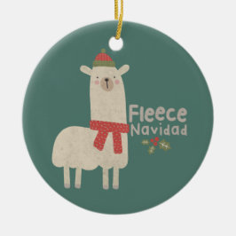 Adorno De Cerámica Navidades Llama Pun: Fleece Navidad