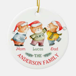 Adorno De Cerámica Navidades llevan nombres de familia niños lindos
