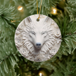 Adorno De Cerámica navidades Lobo Blanco 3D