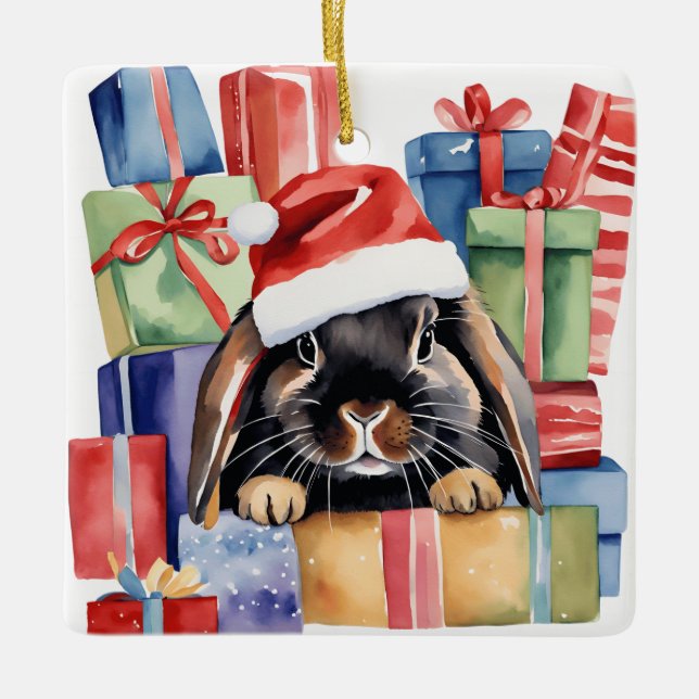 Adorno De Cerámica Navidades Lop Conejo Conejo Conejo Conejo (Anverso)