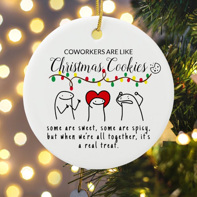 Adorno De Cerámica Navidades Luces Funny Coworker Meme Art White (Christmas Lights Funny Coworker Meme Art White Ceramic Ornament)