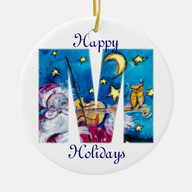 ADORNO DE CERÁMICA NAVIDADES M LETTER / INSPIRADO SANTA MONOGRAM (Frente)