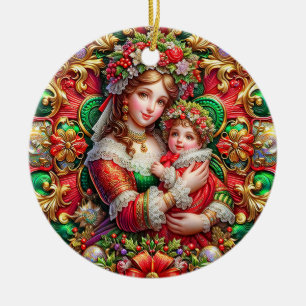 Adorno De Cerámica NAVIDADES ~ Madre e hijo del siglo XIX ~