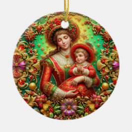 Adorno De Cerámica NAVIDADES ~ Madre e hijo del siglo XIX ~