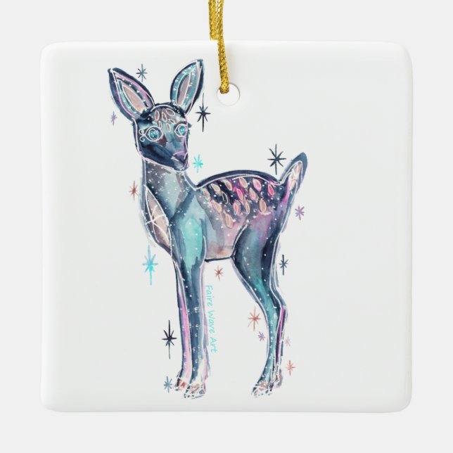 Adorno De Cerámica Navidades mágicos venado de invierno (Anverso)