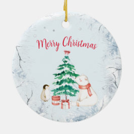 Adorno De Cerámica Navidades malcriados y blancos
