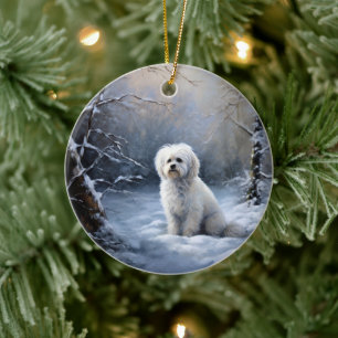 Adorno De Cerámica Navidades malteses que dejen que nieve