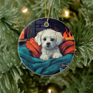 Adorno De Cerámica Navidades malteses únicos, regalo para los amantes