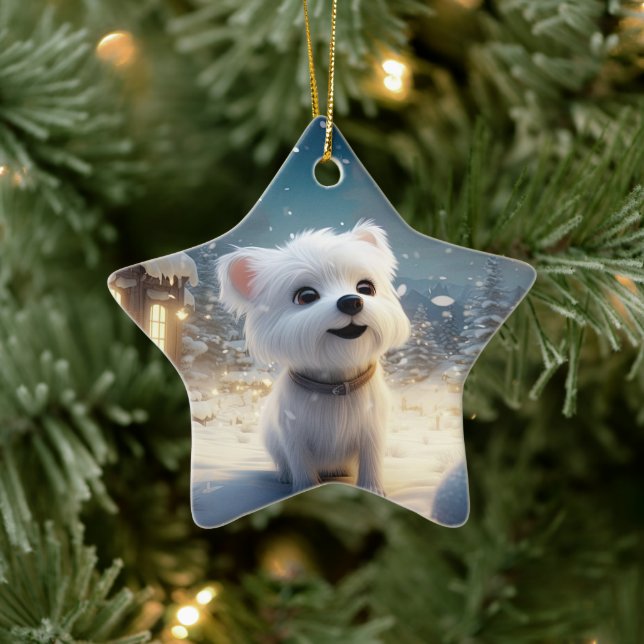 Adorno De Cerámica Navidades malteses únicos, regalo para los amantes (Árbol)
