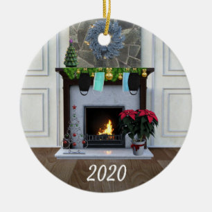 Adorno De Cerámica Navidades máscara facial Chimenea Covid Funny 2020