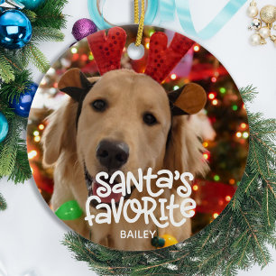 Adorno De Cerámica Navidades Mascotas de diversión favoritos de Santa