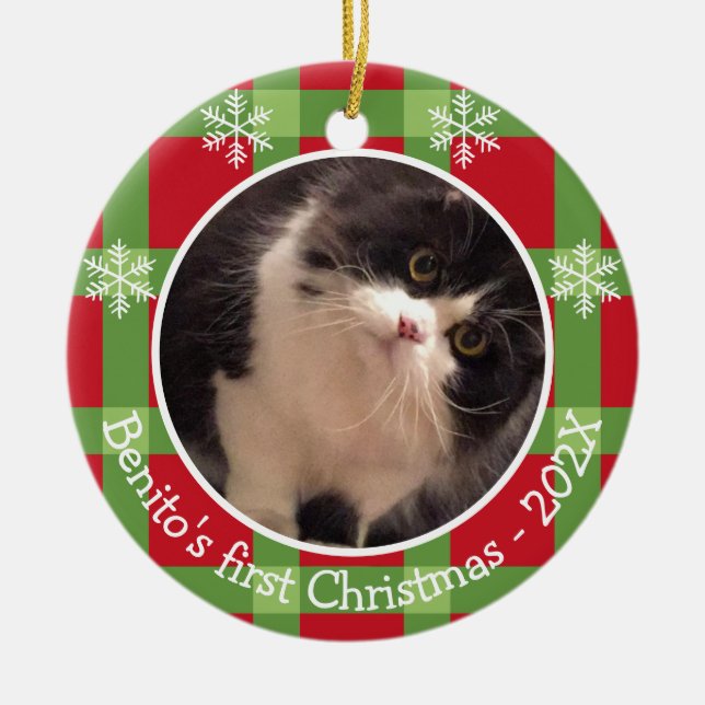 Adorno De Cerámica Navidades Mascotas personalizados Snowflake 2 Foto (Frente)