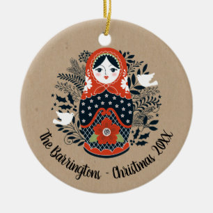 Adorno De Cerámica Navidades Matryoshka Ornament
