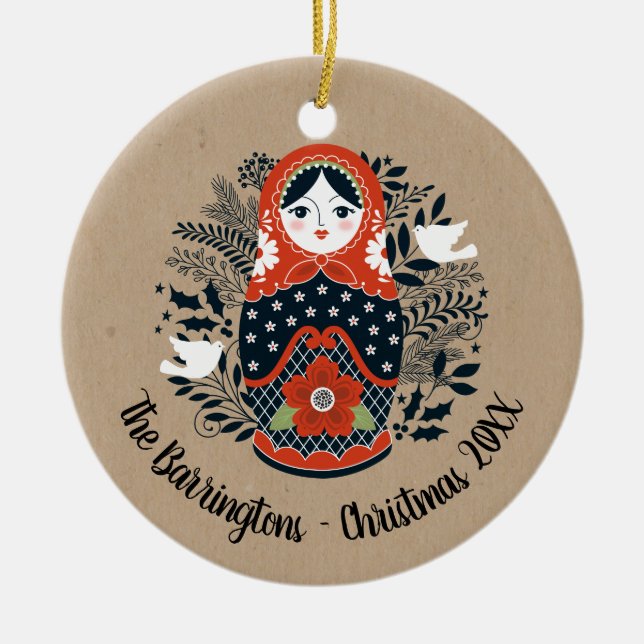 Adorno De Cerámica Navidades Matryoshka Ornament (Frente)