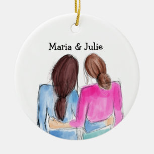Adorno De Cerámica Navidades Mejor Amigo Regalo Dos chicas