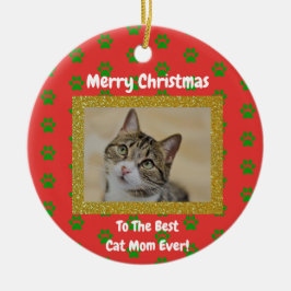 Adorno De Cerámica Navidades Mejor Madre Gato Mascota Foto