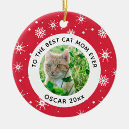 Adorno De Cerámica Navidades Mejor Madre Gato Mascota Foto