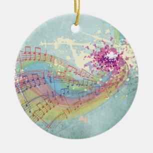 Adorno De Cerámica Navidades Memento con arcoiris y música