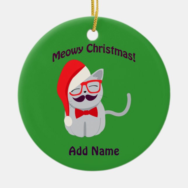 Adorno De Cerámica ¡Navidades Meowy! (Frente)