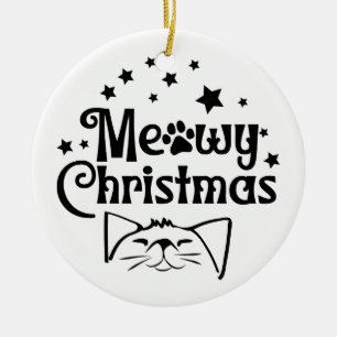 Adorno De Cerámica Navidades Meowy   ambas caras