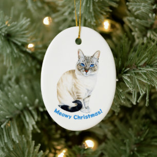 Adorno De Cerámica Navidades Meowy, Personalizado de gatos de Lynx Po