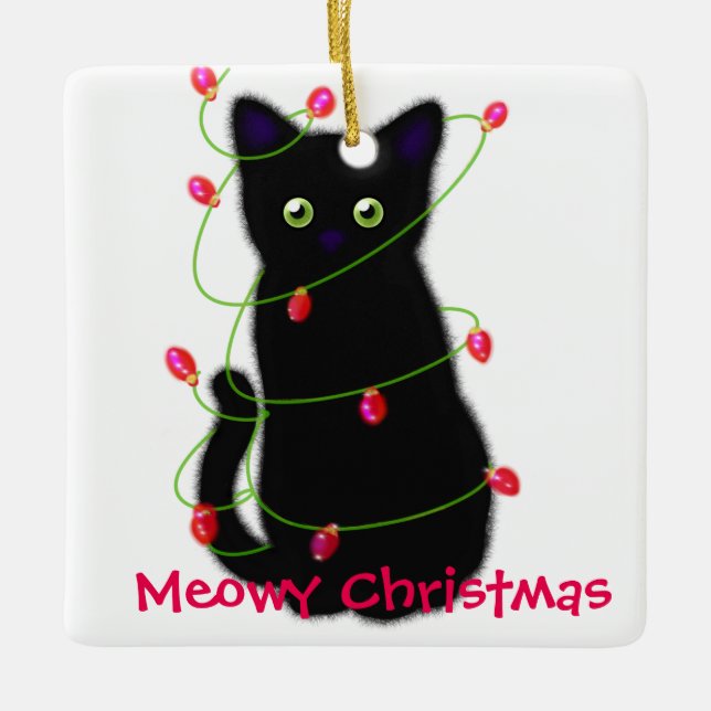 Adorno De Cerámica Navidades Meowy | Regalo mascota (Anverso)