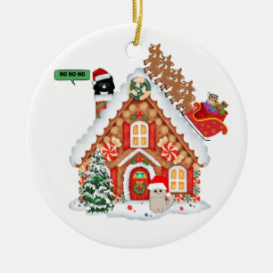 Adorno De Cerámica Navidades Meowy visitan Santa Cat y amigos