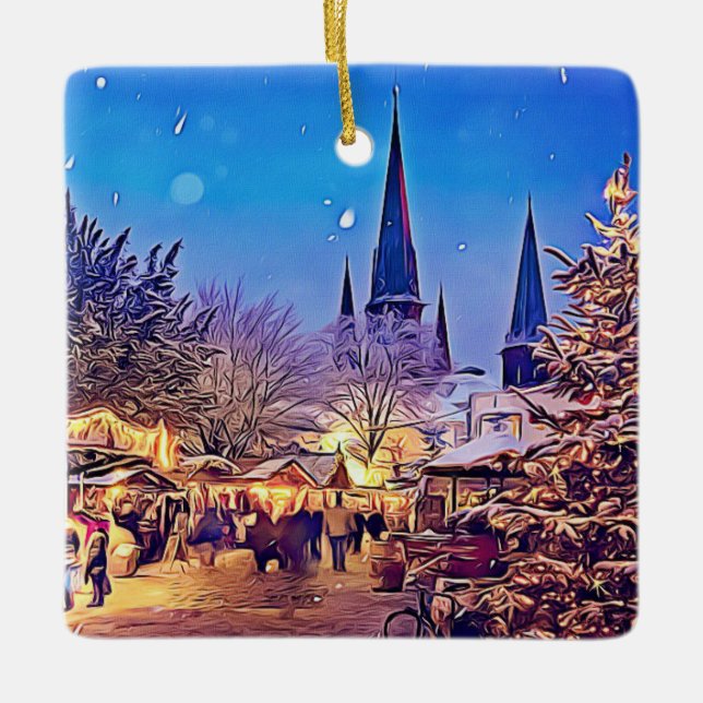 Adorno De Cerámica Navidades Merry Go Round e Iglesia Alemana (Anverso)