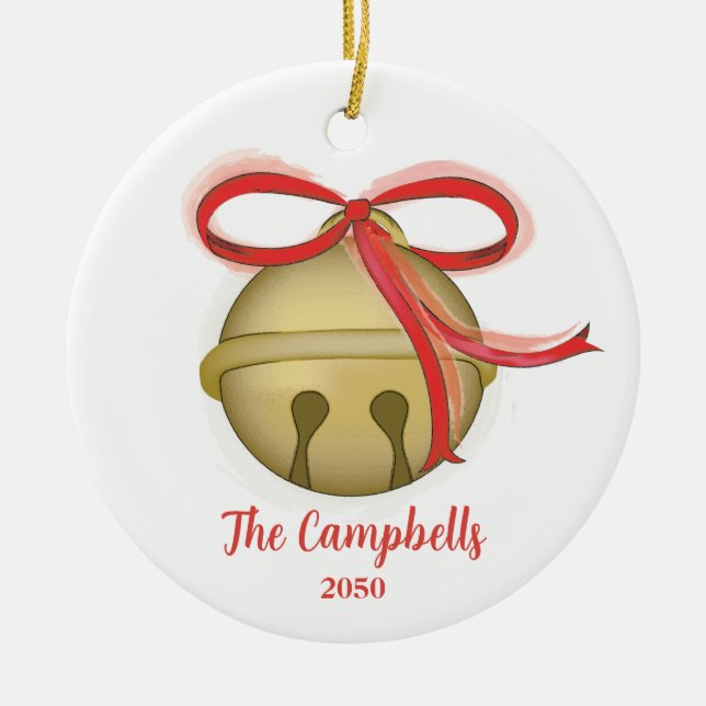Adorno De Cerámica Navidades Merry Jingle Bell Photo Holiday Cute (Frente)