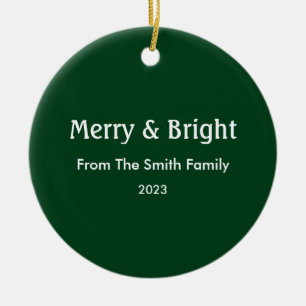 Adorno De Cerámica Navidades merry y brillantes Nombre personalizado 