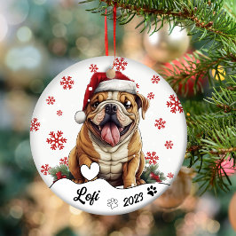 Adorno De Cerámica Navidades miman el Bulldog estadounidense personal