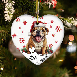 Adorno De Cerámica Navidades miman el Bulldog estadounidense personal
