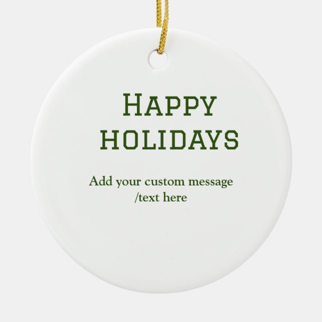 Adorno De Cerámica Navidades mínimos de vacaciones felices verdes (Frente)