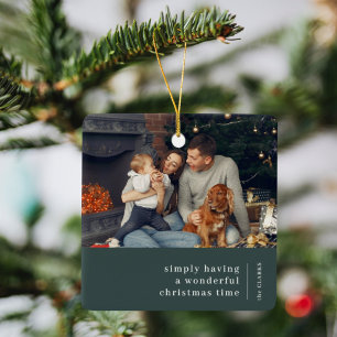 Adorno De Cerámica Navidades mínimos   Fotografía de la familia verde