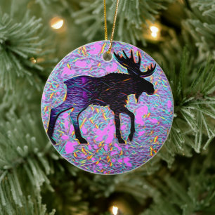 Adorno De Cerámica Navidades místicos del Personalizado morado Moose